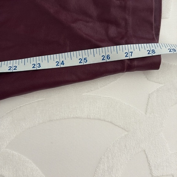 Eloquii Burgundy, Faux Leather,  Wide Leg, Pleated Pants. Matte Finish. Size 24 - Picture 9 of 10